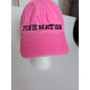 Victoria's Secret Hat PINK NATION Baseball Cap Neon Pink Sports Adjustable Back